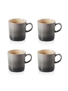 LE CREUSET Set of London Coffee Mugs - Coffee Cups - 12 oz Flint Grey NWT
